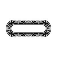Ornate Black Oval Frame with Decorative Border on Gradient. vector
