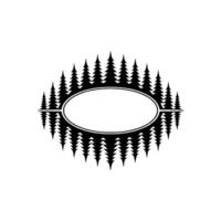 Forest Oval Frame, Minimalist , Black and White, Template. vector