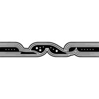 Abstract Line Art Border Flowing Black White Element. vector