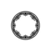 Elegant Black and White Decorative Circle Frame with Floral Elements. vector