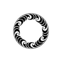 Elegant Black Scroll Circle Frame on Light Background. vector
