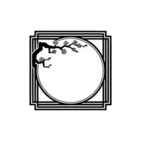 Elegant Plum Blossom Frame Minimalist Japanese. vector