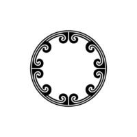 Minimalist Circle Frame with Swirls, Black on Gray, Decorative Element. vector