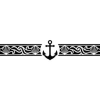 Nautical Anchor Seashell Border - Illustration. vector