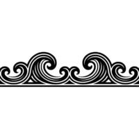 Ornamental Wave Border Element in Black and White. vector