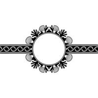 Elegant Oceanic Frame with Shells and Swirls, Black and White. vector
