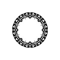 Geometric Circular Ornament, Black White. vector