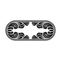 Elegant Oval Ornamental Frame in Black White. vector