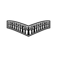 Minimalist Forest Crest Black White Geometric Trees, Emblem, , Nature. vector