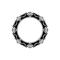 Elegant Black Circular Frame, Decorative Border Element on White Background. vector
