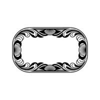 Art Deco Oval Frame with Fan and Swirls, Elegant Black. vector