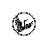 Elegant Crane in Circle Minimalist. vector