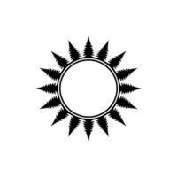 Black White Sunburst with Forest Tree Motif, Minimalist. vector