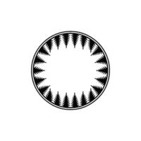 Minimalist Forest Circle in Black White. vector