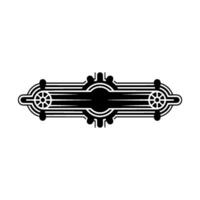 Geometric Black White Emblem Art Deco Style, Mechanical Elements. vector