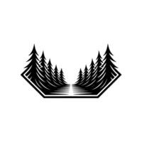 Geometric Forest Pathway Minimalist Black and White. vector
