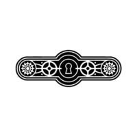 Steampunk Lock and Gear Ornament, Minimalist. vector