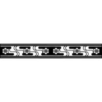 Japanese Blossom Pattern Border, Black and White. vector
