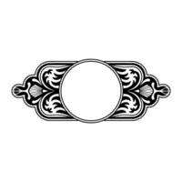 Elegant Ornamental Frame with Circle, Black White. vector