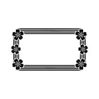 Elegant Floral Frame , Black and White, Minimalist, Decorative Element. vector