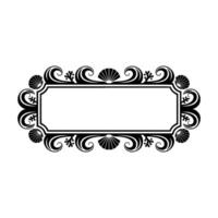 Elegant Black Frame with Shell and Swirl Ornaments. vector