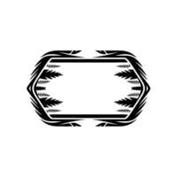 Black Decorative Frame with Foliage on White Background. vector