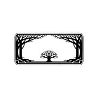 Art Deco Tree Frame , Black and White, Minimalist Nature. vector