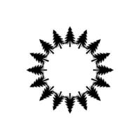 Minimalist Circular Pine Tree - Geometric Illustration. vector