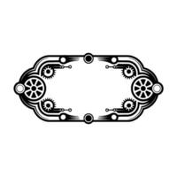 Steampunk Border Frame Gears, Wheels, Black White, Minimalist. vector