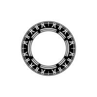 Geometric Circular Ornament - Black Silver on White, Minimalist. vector