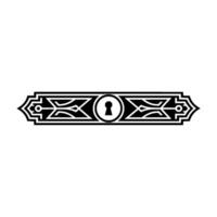 Geometric Keyhole Element Art Deco Ornament, Black and White. vector