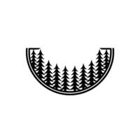 Minimalist Forest Silhouette in a Semicircle Element. vector