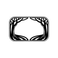 Elegant Tree Frame in Black and White, Decorative Border. vector