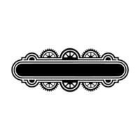 Steampunk Banner Black and White Gear on White Background. vector
