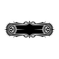 Ornate Black White Ornamental BannerLabel for Branding. vector