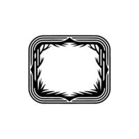 Elegant Black and White Frame with Decorative Foliage Elements. vector