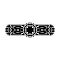 Decorative Black and White Geometric Ornament on Off-White Background. vector