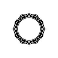 Elegant Black and White Circular Ornament with Empty Center. vector