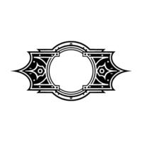 Elegant Art Deco FrameBadge in Black White. vector