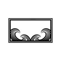 Art Deco Ocean Wave Frame Illustration. vector
