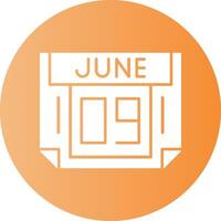 9 June Gradient Circle Icon vector