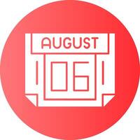 6 August Gradient Circle Icon vector