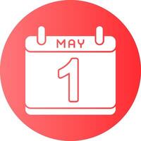 Calendar with May 1st Gradient Circle Icon vector