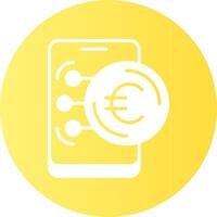 Euro in Mobile Gradient Circle Icon vector
