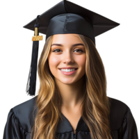 Celebrating Graduation A Smiling Graduate in Cap and Gown against transparent background png