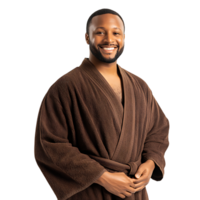 Man in Brown Bathrobe against transparent background png