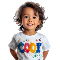 Adorable Toddler in Cool TShirt against transparent background png