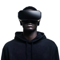 Man Experiencing Immersive Virtual Reality against transparent background png