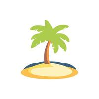 Tropical Paradise Single Palm Tree on a Deserted Island Illustration vector