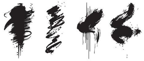Gritty Ink Texture Backgrounds in Black vector
